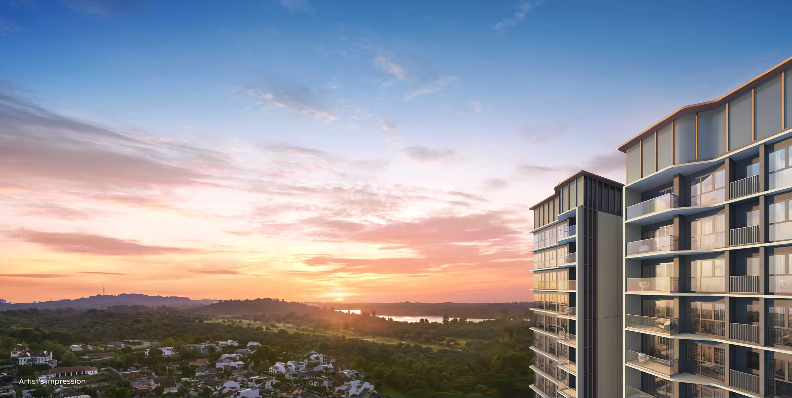 Thomson Reserve, artist&rsquo;s impression of the view at sunset